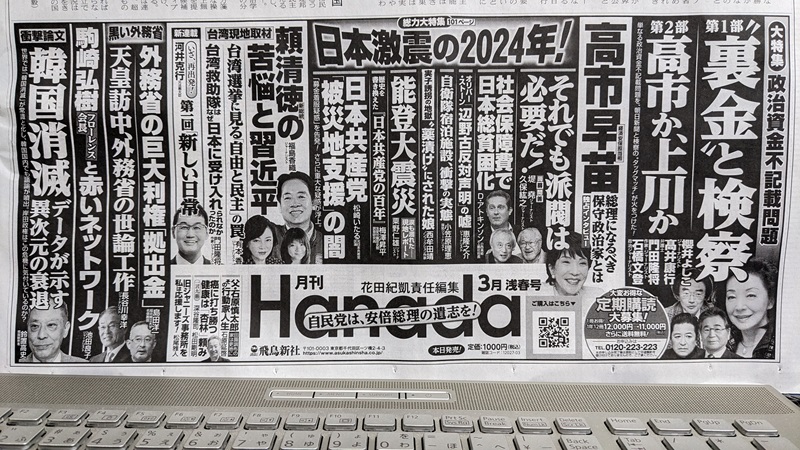 月刊Hanada 広告 政治